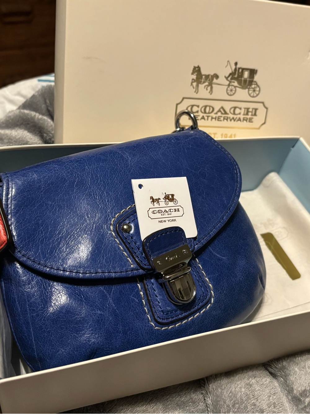 Coach Royal Blue Leather Shoulder Bag - Picture 6 of 6